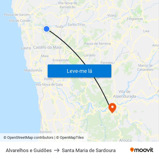 Alvarelhos e Guidões to Santa Maria de Sardoura map