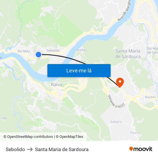 Sebolido to Santa Maria de Sardoura map