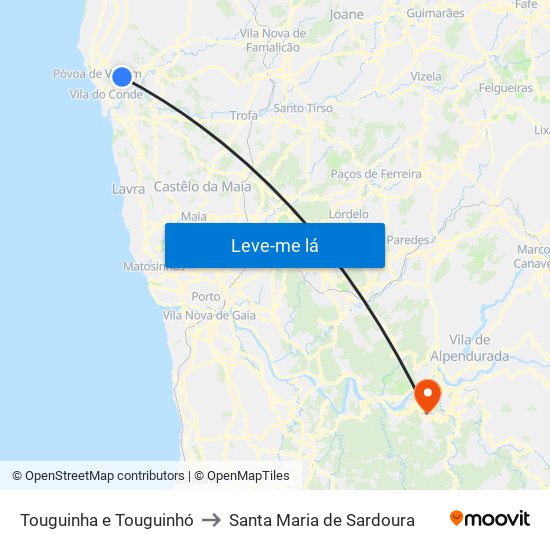 Touguinha e Touguinhó to Santa Maria de Sardoura map