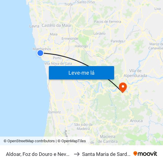 Aldoar, Foz do Douro e Nevogilde to Santa Maria de Sardoura map