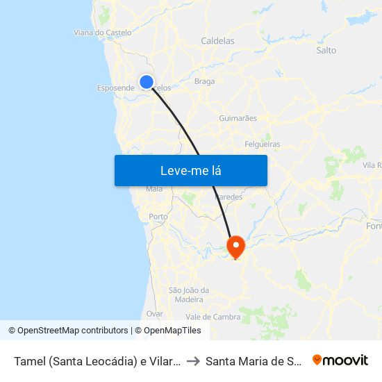 Tamel (Santa Leocádia) e Vilar do Monte to Santa Maria de Sardoura map