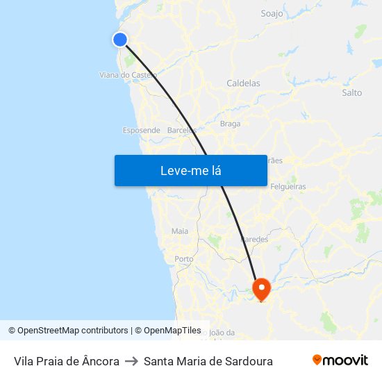 Vila Praia de Âncora to Santa Maria de Sardoura map