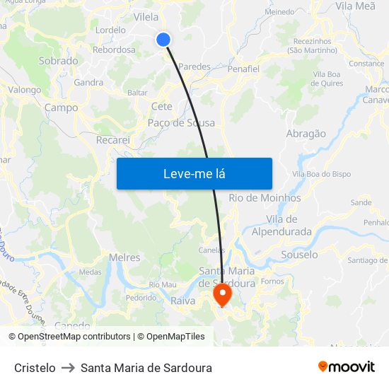 Cristelo to Santa Maria de Sardoura map