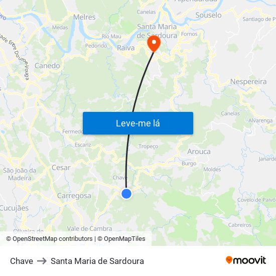 Chave to Santa Maria de Sardoura map