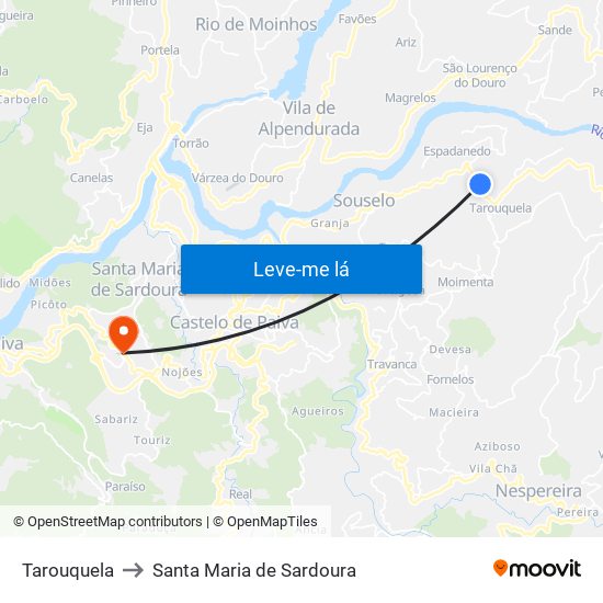 Tarouquela to Santa Maria de Sardoura map