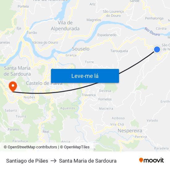 Santiago de Piães to Santa Maria de Sardoura map