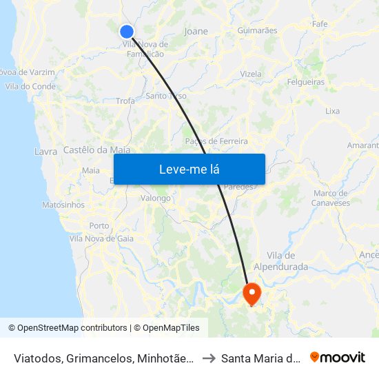 Viatodos, Grimancelos, Minhotães e Monte de Fralães to Santa Maria de Sardoura map