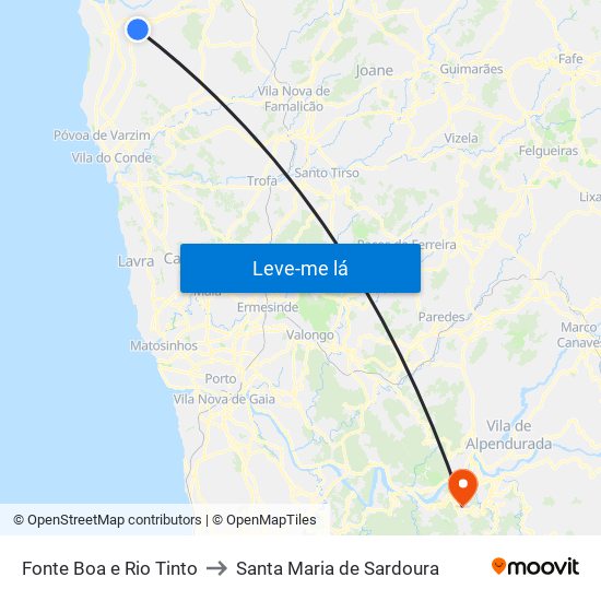 Fonte Boa e Rio Tinto to Santa Maria de Sardoura map