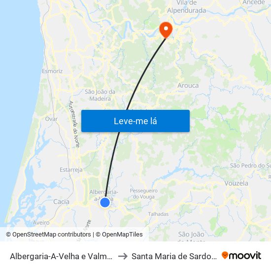 Albergaria-A-Velha e Valmaior to Santa Maria de Sardoura map