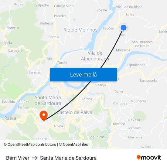 Bem Viver to Santa Maria de Sardoura map