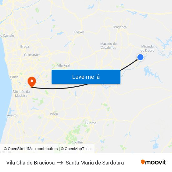Vila Chã de Braciosa to Santa Maria de Sardoura map