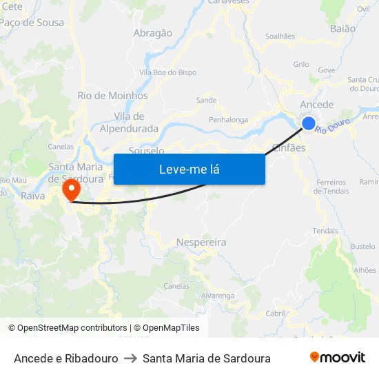 Ancede e Ribadouro to Santa Maria de Sardoura map