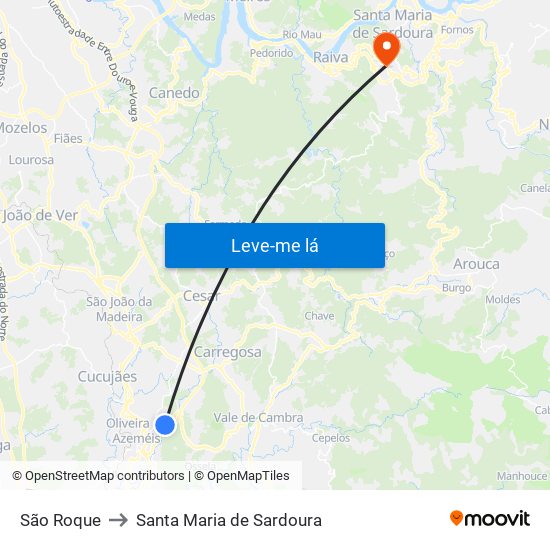 São Roque to Santa Maria de Sardoura map