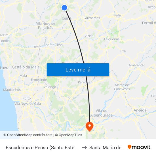 Escudeiros e Penso (Santo Estêvão e São Vicente) to Santa Maria de Sardoura map