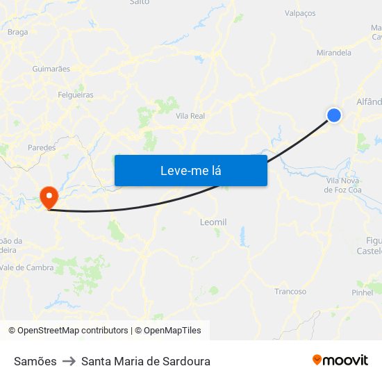 Samões to Santa Maria de Sardoura map