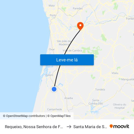 Requeixo, Nossa Senhora de Fátima e Nariz to Santa Maria de Sardoura map