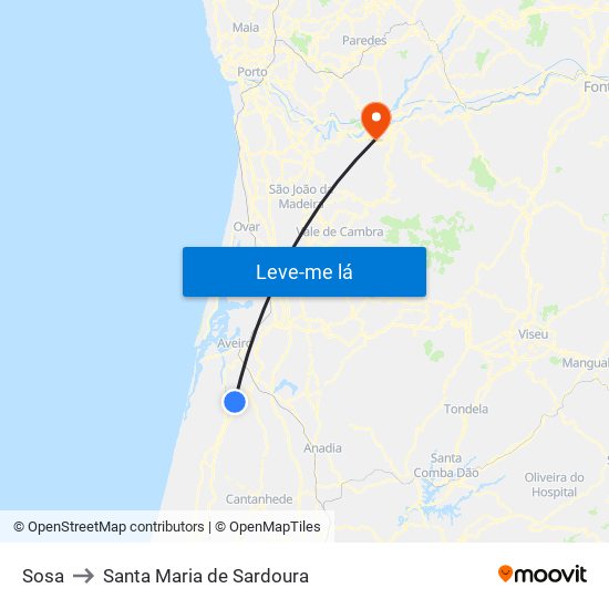 Sosa to Santa Maria de Sardoura map