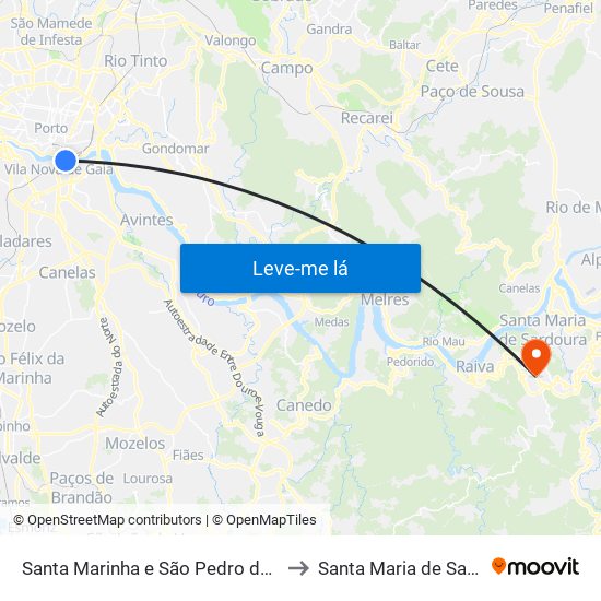Santa Marinha e São Pedro da Afurada to Santa Maria de Sardoura map