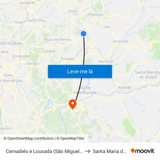 Cernadelo e Lousada (São Miguel e Santa Margarida) to Santa Maria de Sardoura map