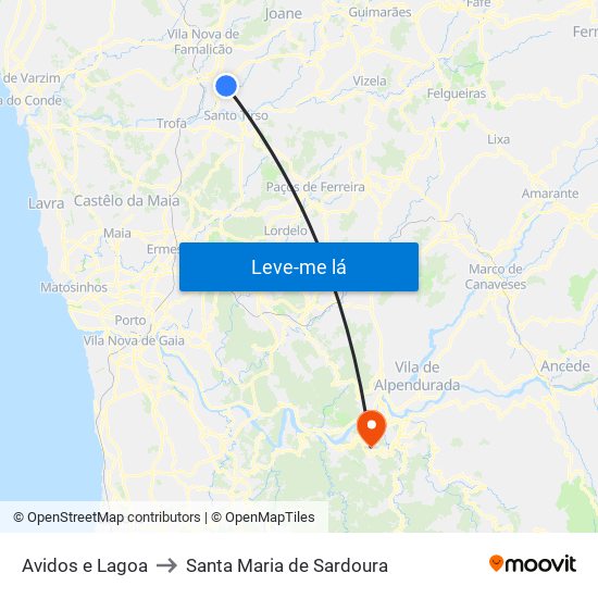 Avidos e Lagoa to Santa Maria de Sardoura map