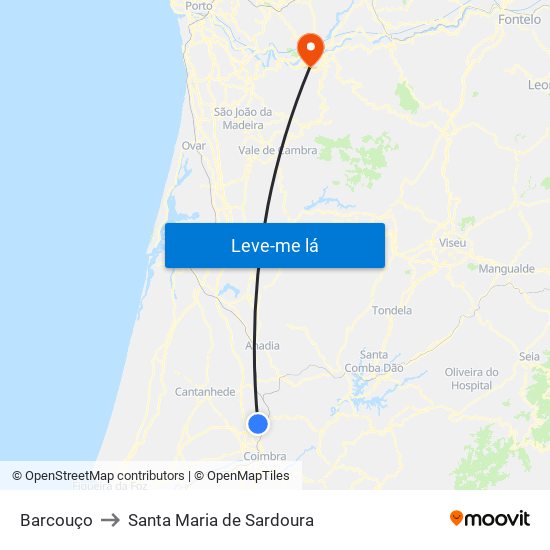 Barcouço to Santa Maria de Sardoura map