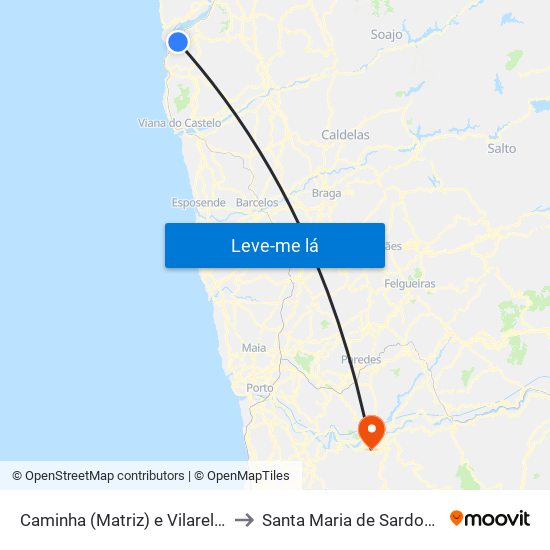 Caminha (Matriz) e Vilarelho to Santa Maria de Sardoura map