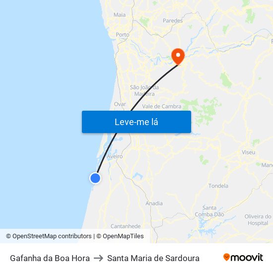 Gafanha da Boa Hora to Santa Maria de Sardoura map