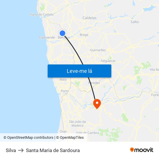 Silva to Santa Maria de Sardoura map