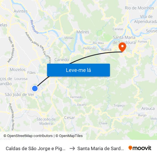 Caldas de São Jorge e Pigeiros to Santa Maria de Sardoura map