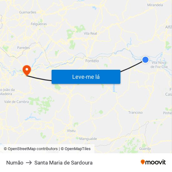 Numão to Santa Maria de Sardoura map