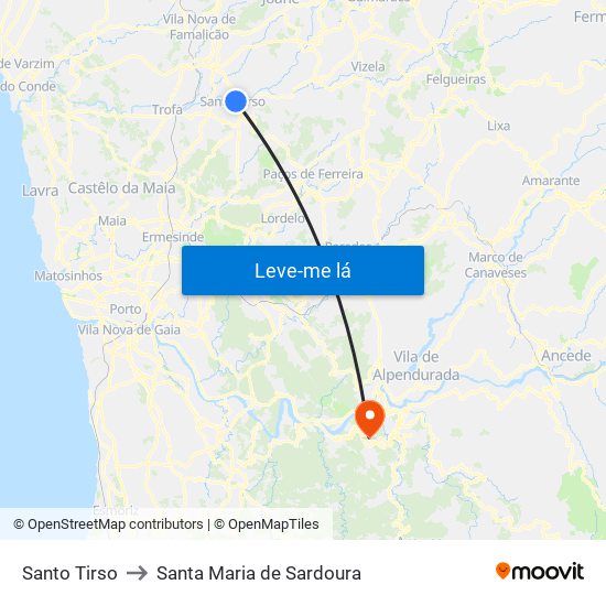 Santo Tirso to Santa Maria de Sardoura map