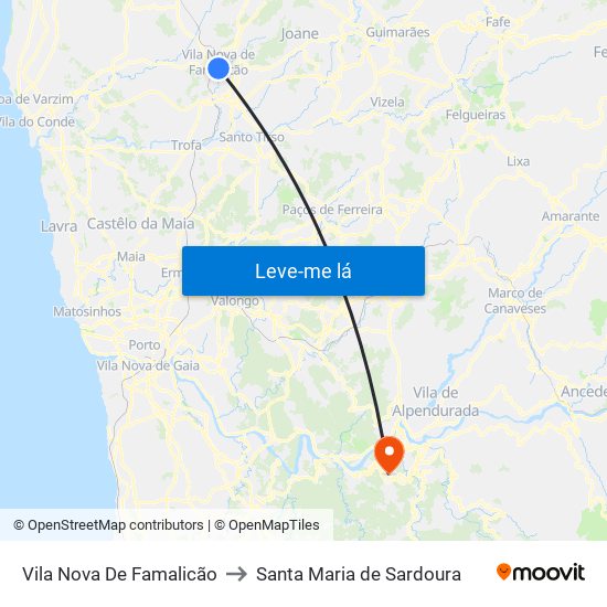 Vila Nova De Famalicão to Santa Maria de Sardoura map