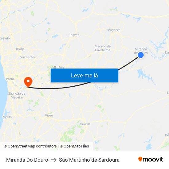 Miranda Do Douro to São Martinho de Sardoura map