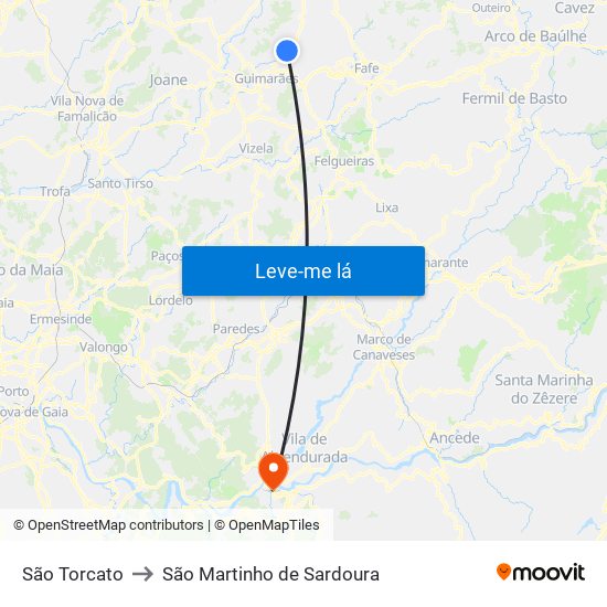 São Torcato to São Martinho de Sardoura map