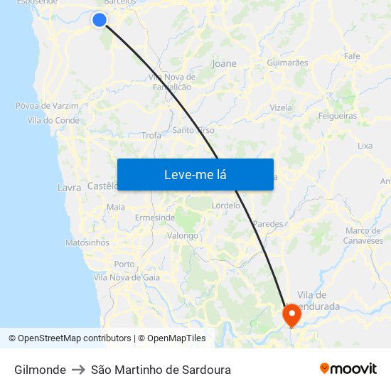 Gilmonde to São Martinho de Sardoura map