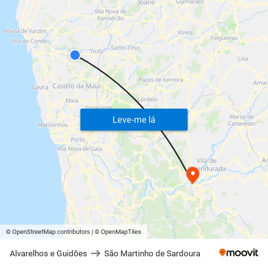 Alvarelhos e Guidões to São Martinho de Sardoura map