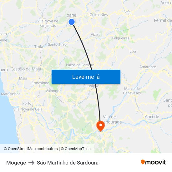 Mogege to São Martinho de Sardoura map