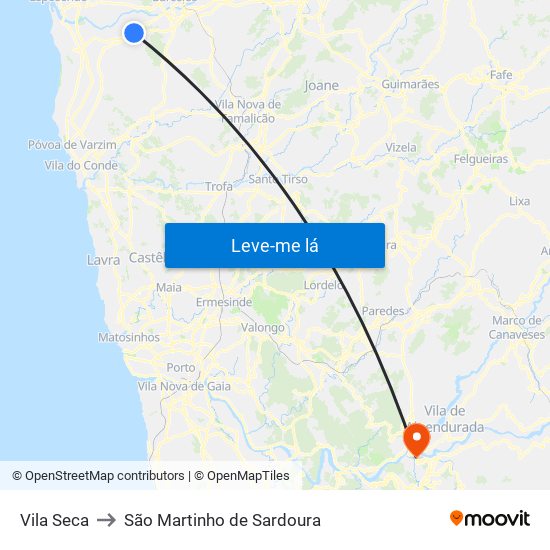 Vila Seca to São Martinho de Sardoura map