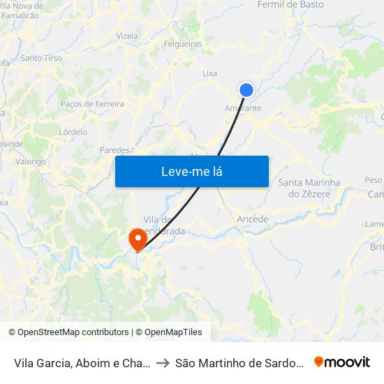 Vila Garcia, Aboim e Chapa to São Martinho de Sardoura map