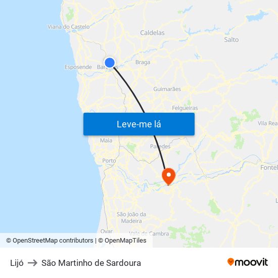 Lijó to São Martinho de Sardoura map