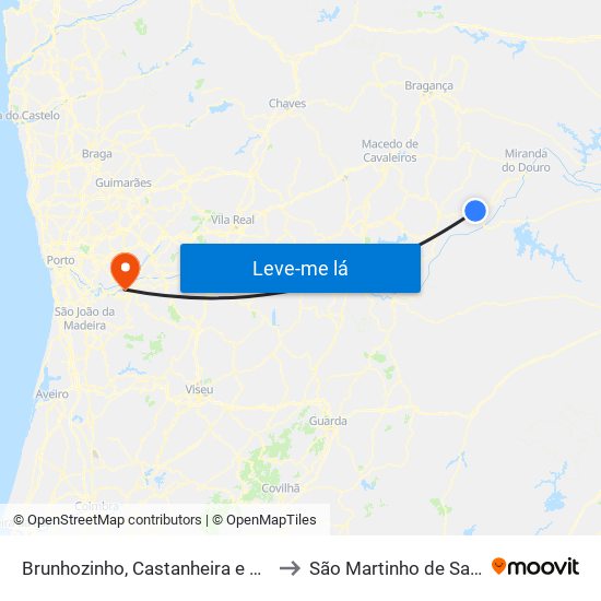 Brunhozinho, Castanheira e Sanhoane to São Martinho de Sardoura map
