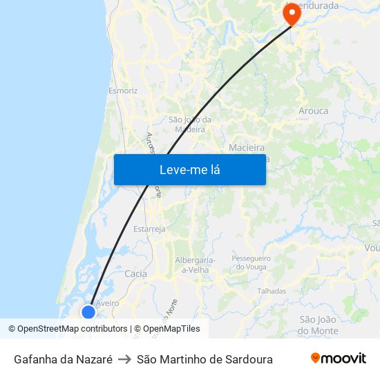 Gafanha da Nazaré to São Martinho de Sardoura map