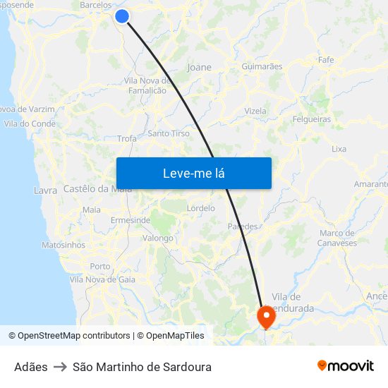 Adães to São Martinho de Sardoura map