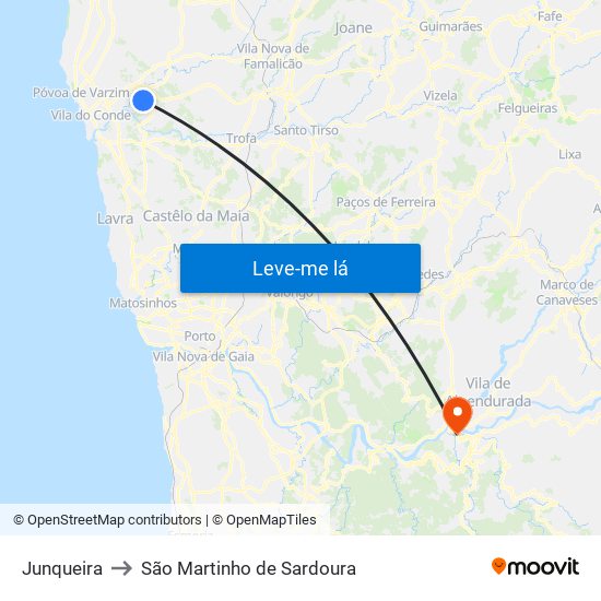 Junqueira to São Martinho de Sardoura map