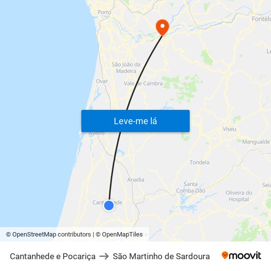 Cantanhede e Pocariça to São Martinho de Sardoura map