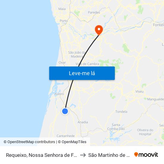 Requeixo, Nossa Senhora de Fátima e Nariz to São Martinho de Sardoura map