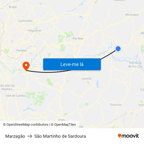 Marzagão to São Martinho de Sardoura map