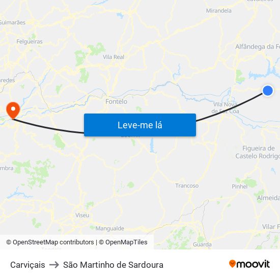 Carviçais to São Martinho de Sardoura map