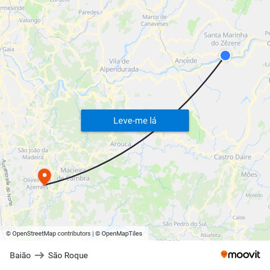 Baião to São Roque map