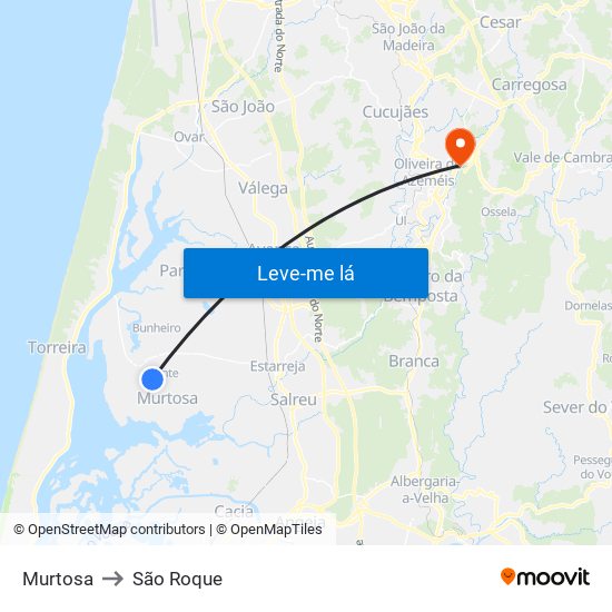 Murtosa to São Roque map